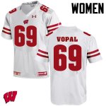 Women's Wisconsin Badgers NCAA #69 Aaron Vopal White Authentic Under Armour Stitched College Football Jersey PD31K81YD